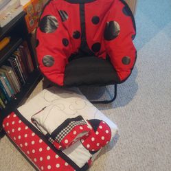 Kids Ladybug Chair And Bedding