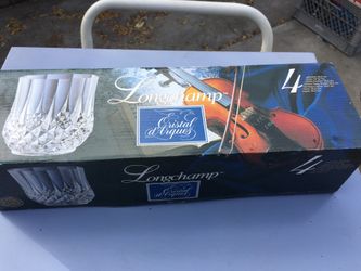 4 crystal goblets by Longchamp