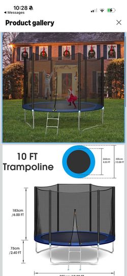 10 FT Trampoline with Safety Enclosure Net for 3-4 Kids with Jumping Mat and Ladder Spring Cover Padding, Outdoor Kids Trampoline
