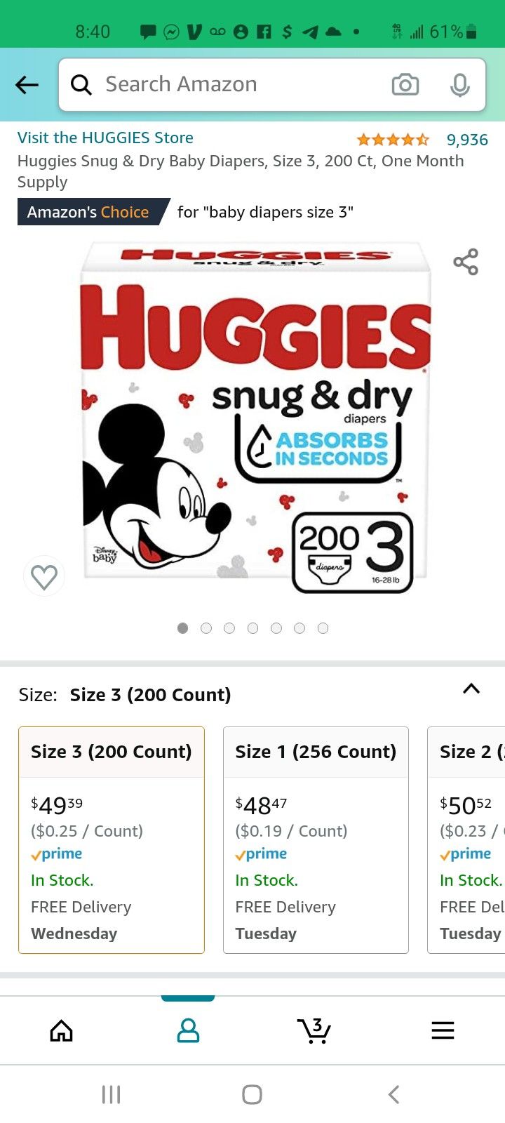 Huggies Snug & Dry Diapers Size 3