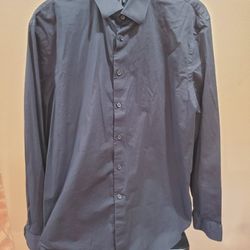 Mens Express Long Black Sleve Dress Shirt XL