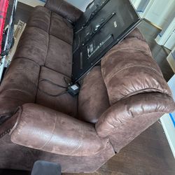Brown Double Recliner Electric Sofa