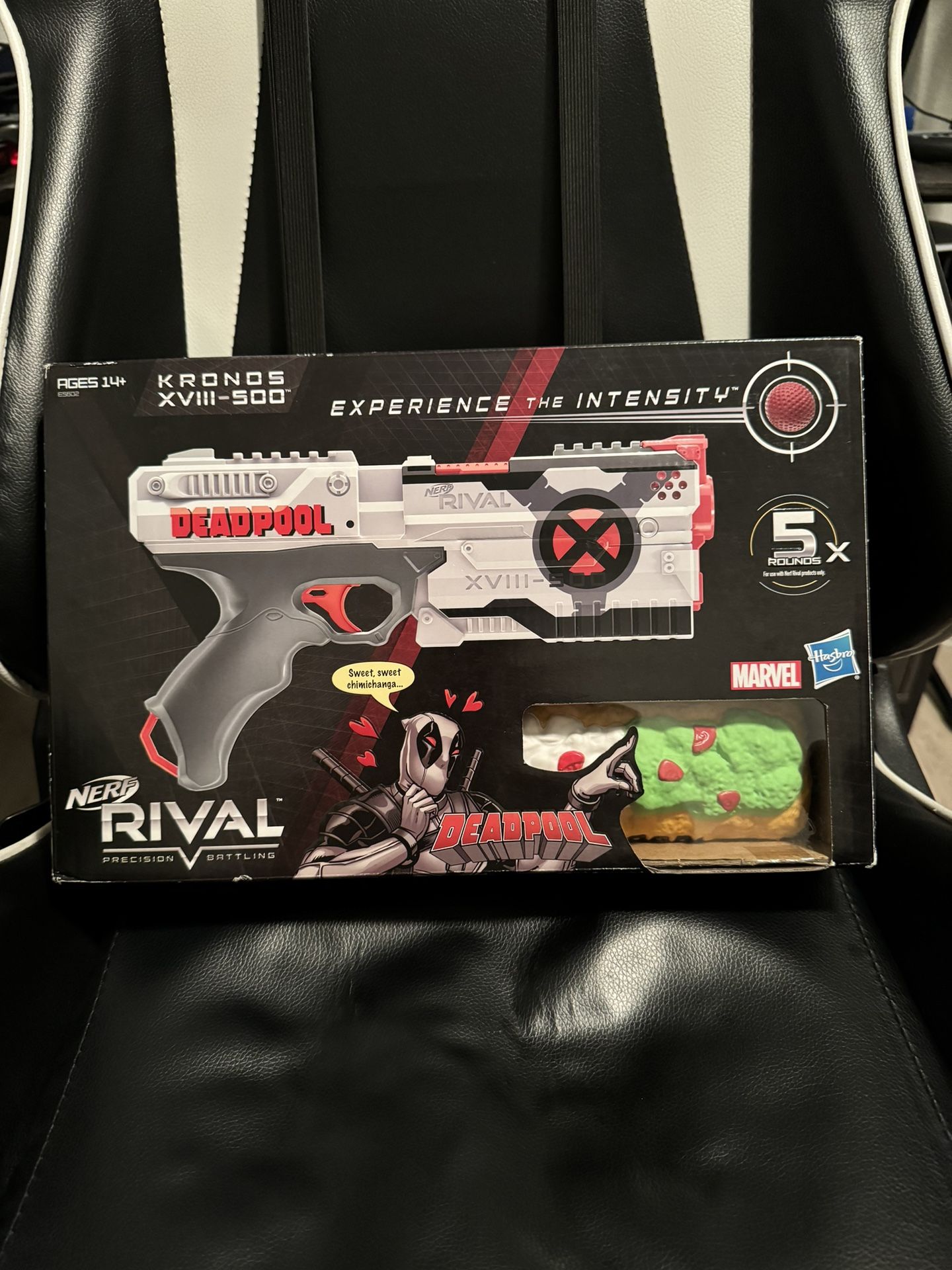 Nerf Rival Deadpool WHITE Kronos XVIII-500 New 5 Rounds With Foam Chimichanga