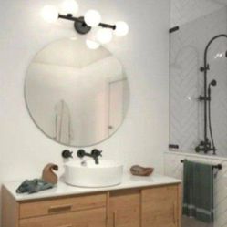 Artika Bloom 27 in. 5-Light Matte Black Modern Integrated LED Vanity Light Bar for Bathroom with Frosted Glass