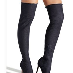 Denim thigh, high boots NEW