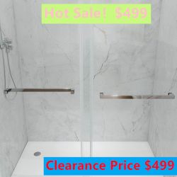 60 in x 66 in. H Single Sliding Frameless Soft Close Shower Door with 3/8 in Clear Glass