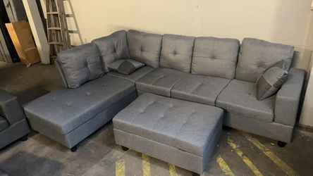 BRAND NEW SECTIONAL COUCH WITH STORAGE OTTOMAN