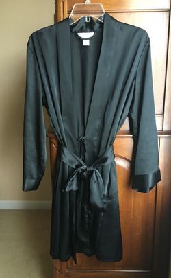 Black, like-silk polyester robe (Morgan Taylor Intimates)