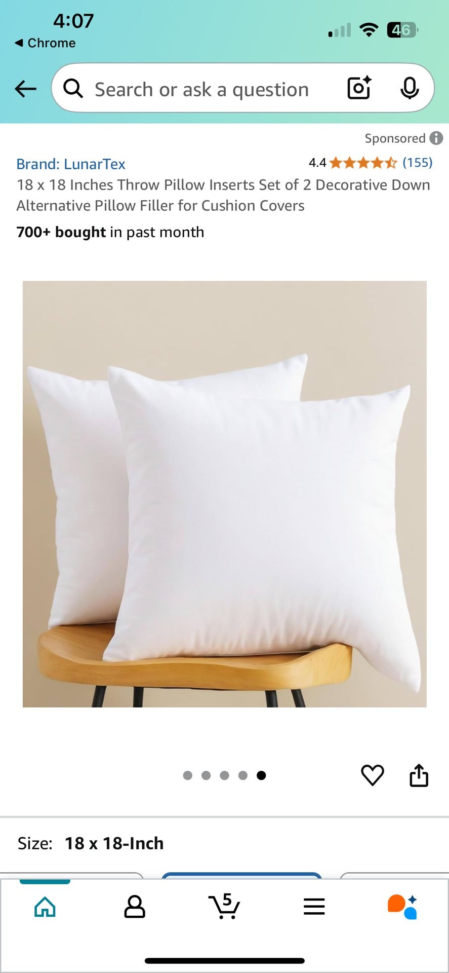 18x18 Pillow Inserts
