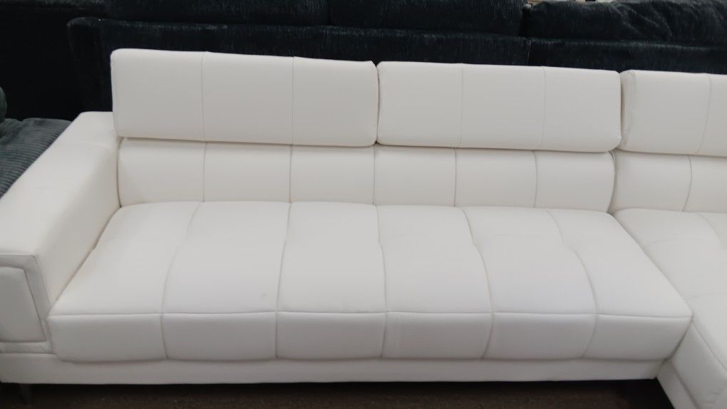White Leather Sectional