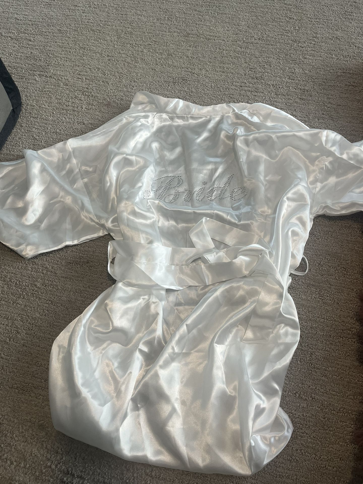 White rhinestone bride robe