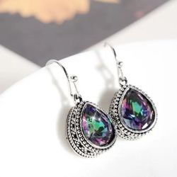 Vintage Charm Colorful Crystal Dangle Earrings