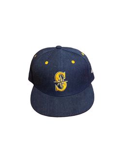 Seattle Mariners Melonwear  Cap EQC Snapback Tribal Salmon Logo Navy Yellow NWOT