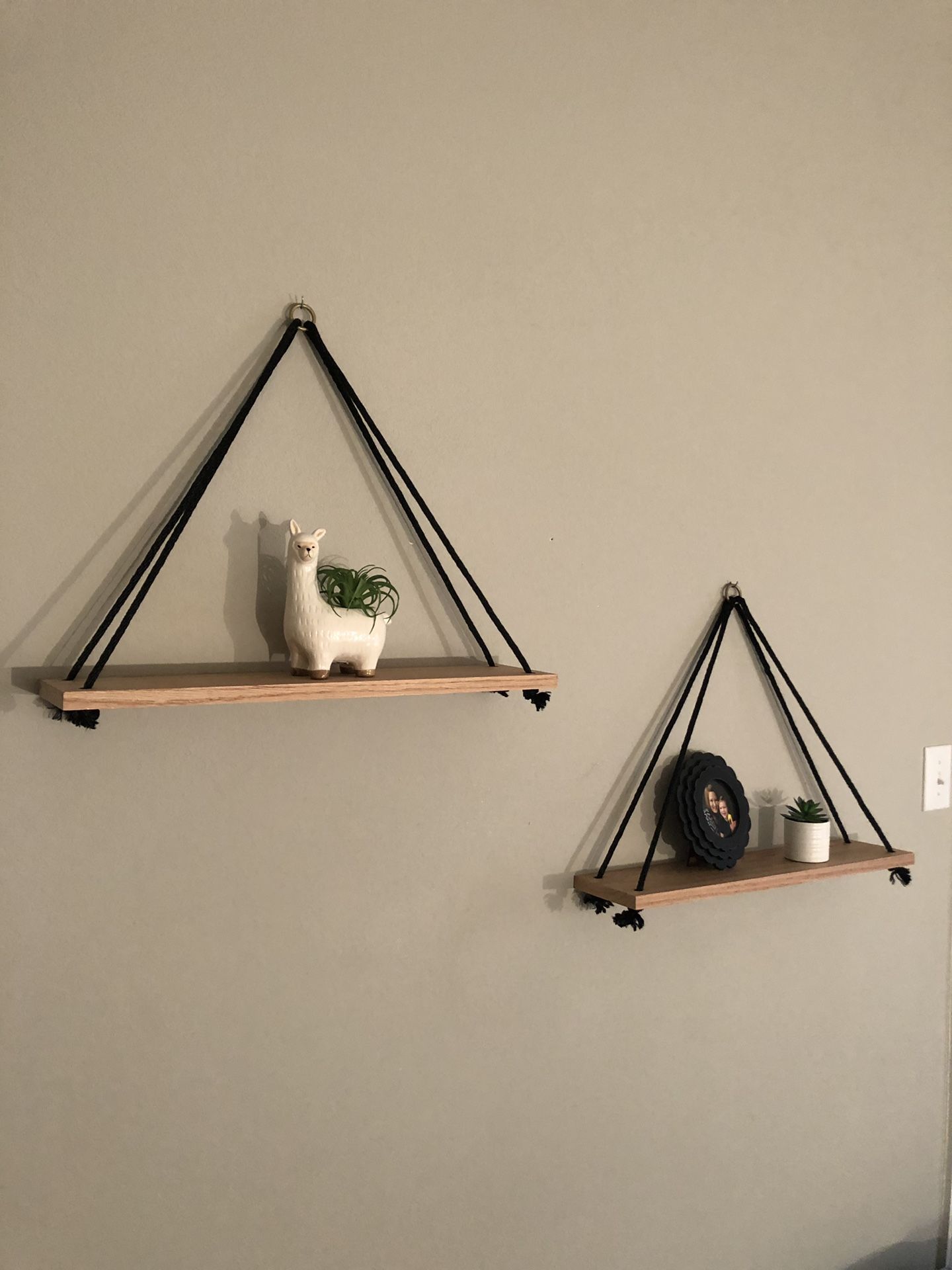 Wood and Rope Shelves and blanket ladder