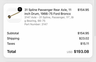 Early bronco parts