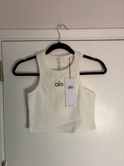 Alo Yoga Ribbed Crop Tank Top White