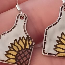 Southwestern Sterling Silver Earwires & Silver Plate " Desert Sun Flower" Earrings