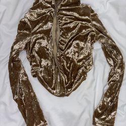 Gold Velour Velvet Sweater Extra Small
