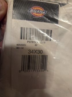Brand New 34 x 30 White Dickies Orginal Pants