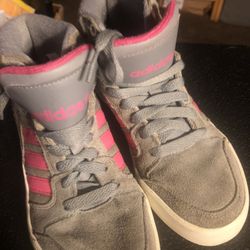 Adidas Gray And Pink Mid tops Size 3Y