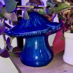 Blue Ceramic Mushroom
