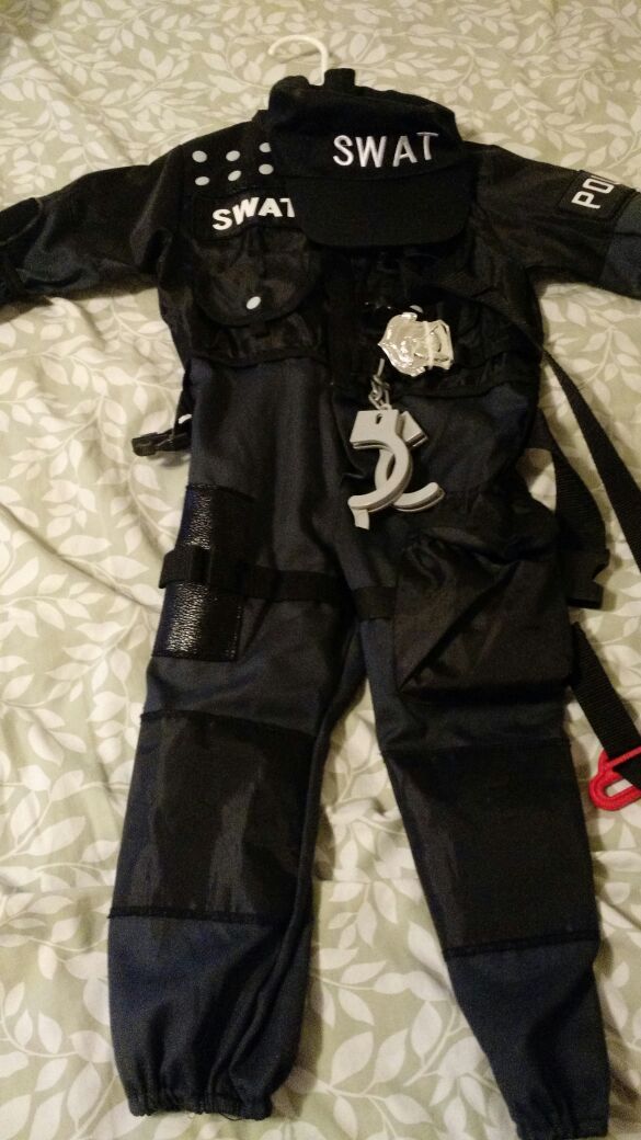 Swat police costume from Costco Halloween boys