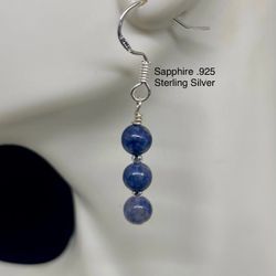 Sapphire Genuine Stone .925 Sterling Silver Earrings