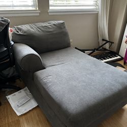 Gray Fabric 3 Piece Sectional Couch With Ottoman 