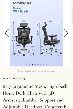 M57 Ergonomic Mesh, High Back Home Desk Chair with 3D Armrests, Lumbar Support and Adjustable Headrest, Comfortable