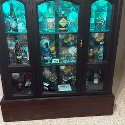 Glass Bar Cabinet Matte Black