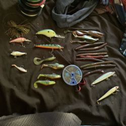 tackle box and lures and line