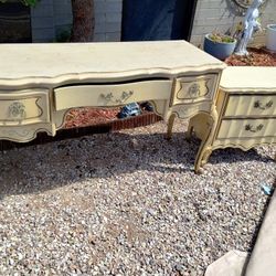 Antique Vanity Desk  And Night Stand Set