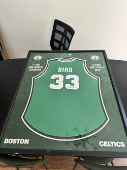 Larry Bird Signed Boston Celtics Framed Jersey Auto ACE Certified NBA Legend