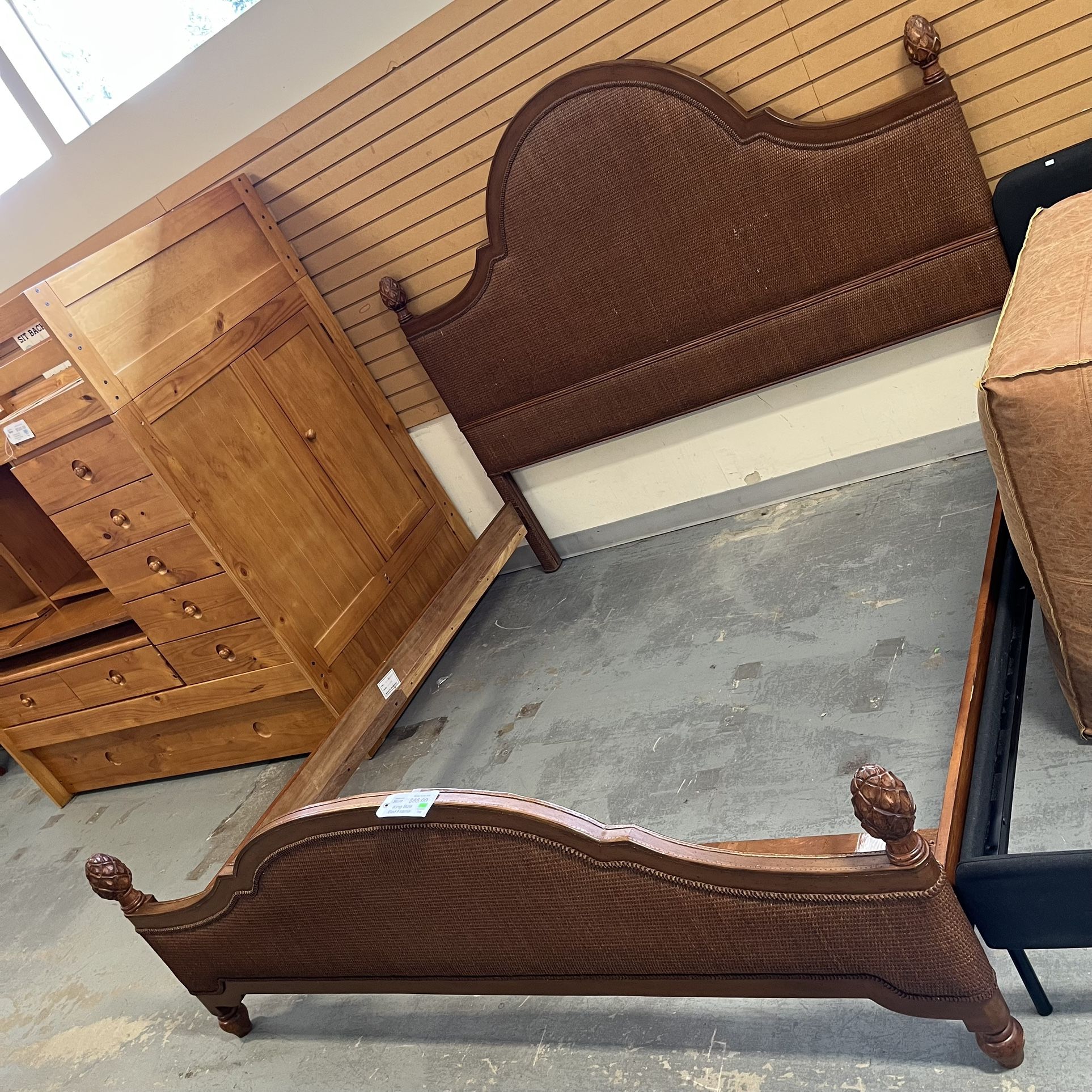 Woven Wicker And Wood King Size Bed Frame (in Store)