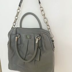 Coach Kristin Convertible Pleated Gray Leather Large Zip Tote Bag Satchel. Preowned Price Is FIRM