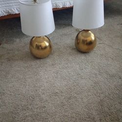 Set of glass gold look lamps
