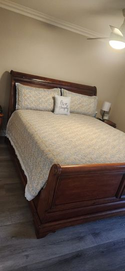 Dark Cherry hardwood Sleigh Bed with base