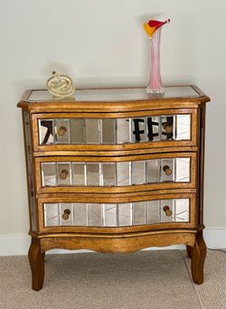Pier 1 Gold 3-Drawer Mirrored Dresser Console Table