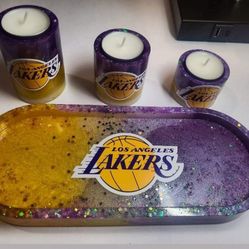 Unique Handmade Lakers Candle Holder In Resin