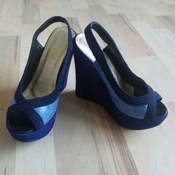 Wedges - Size 6.5 ☆New☆ Blue Suede 