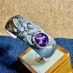 FREE SHIPPING!  CAROL FELLEY 925 SILVER SUNRISE 1986  AMETHYST BRACELET 6.5 “ LOT#461