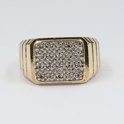 10k Gold Diamond Signet Ring 