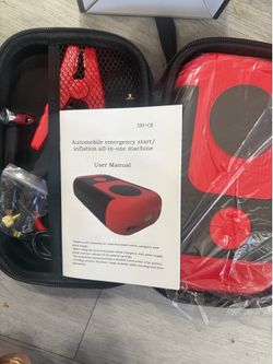 Tire Inflator Portable Air Compressor & Car Jump Starter, Cordless Air Pump with LED Light & Pressure Gauge for Auto,Motorcycles,Bikes,Balls.