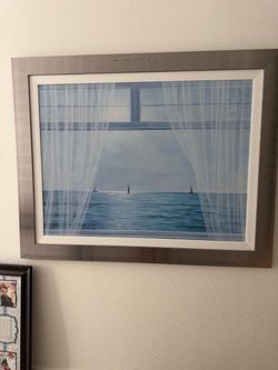 Framed Sailboat Ocean Print Wall Art