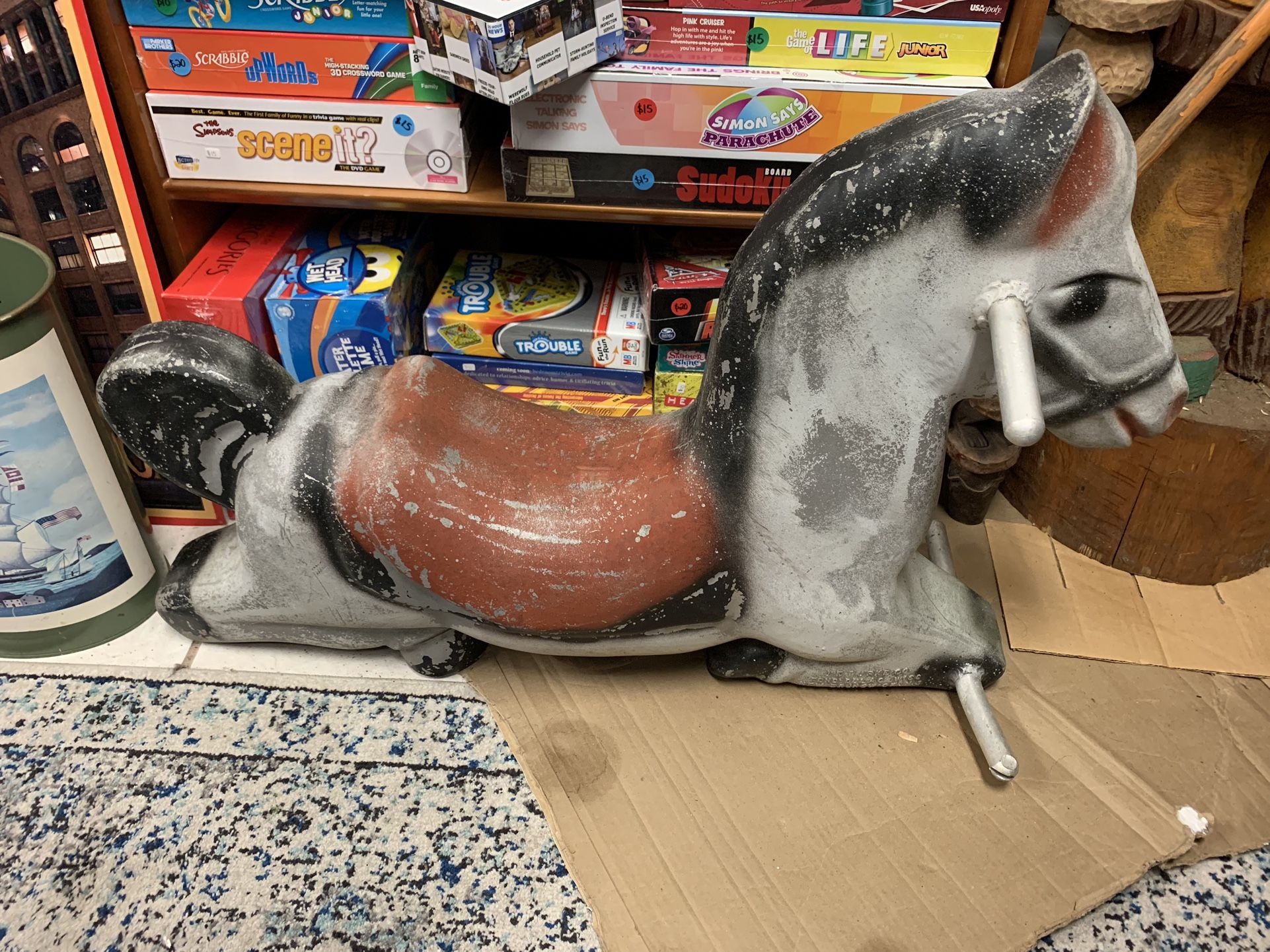 Vintage ALUMINUM RIDE ON KIDS PLAYGROUND HORSE Statue