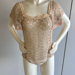 Beige Mesh Blouse