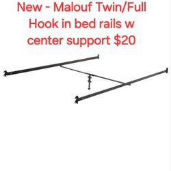 New - Malouf Hook In Bed Rails W/Center Support (Twin/Full) $20