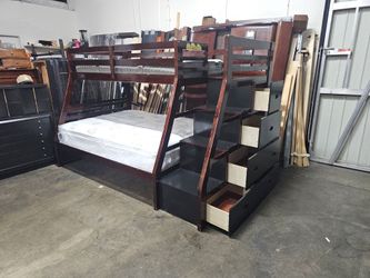 Twin over full bunk bed and mattress