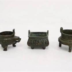 3 Chinese Miniature Bronze Censers