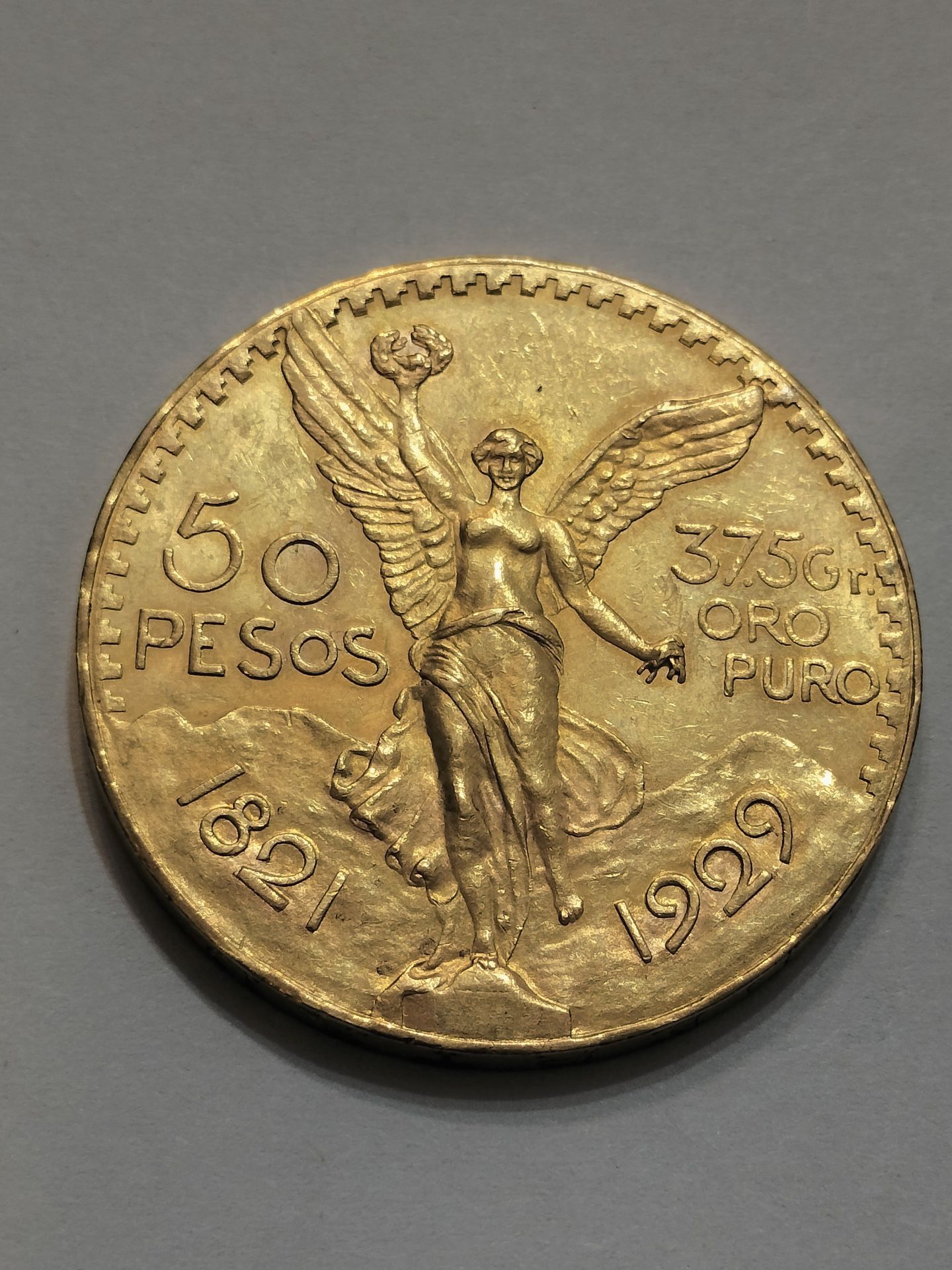 1929 Mexico Gold 50 Pesos Centenario Coin / 100% Original Gold Coin